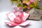 Preview: Explosionsbox Hochzeit ca. 7x7x7cm personalisierbar | Geldgeschenk | Zierschachtel | Motiv: Herzen, floral | fuchsia rosa weiß | Art. Nr. 03020306